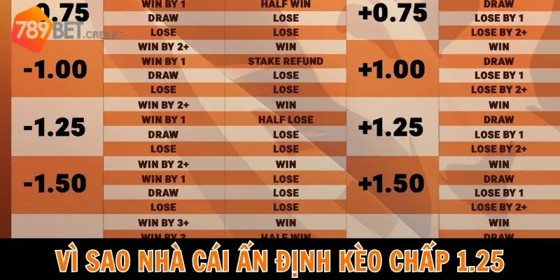 Vì sao nhà cái lựa chọn kèo chấp 1.25 cho một trận đấu