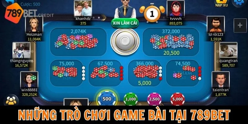 Những trò chơi Game bài nào có mặt tại 789bet